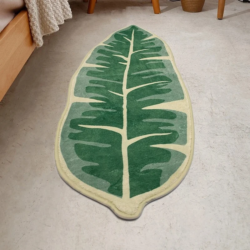 Modern Leaf รูปแบบห้องน้ํากันน้ําไมโครไฟเบอร์ Bath Mat Leaf สีเขียวพืชเขตร้อนประตูบ้านลื่น