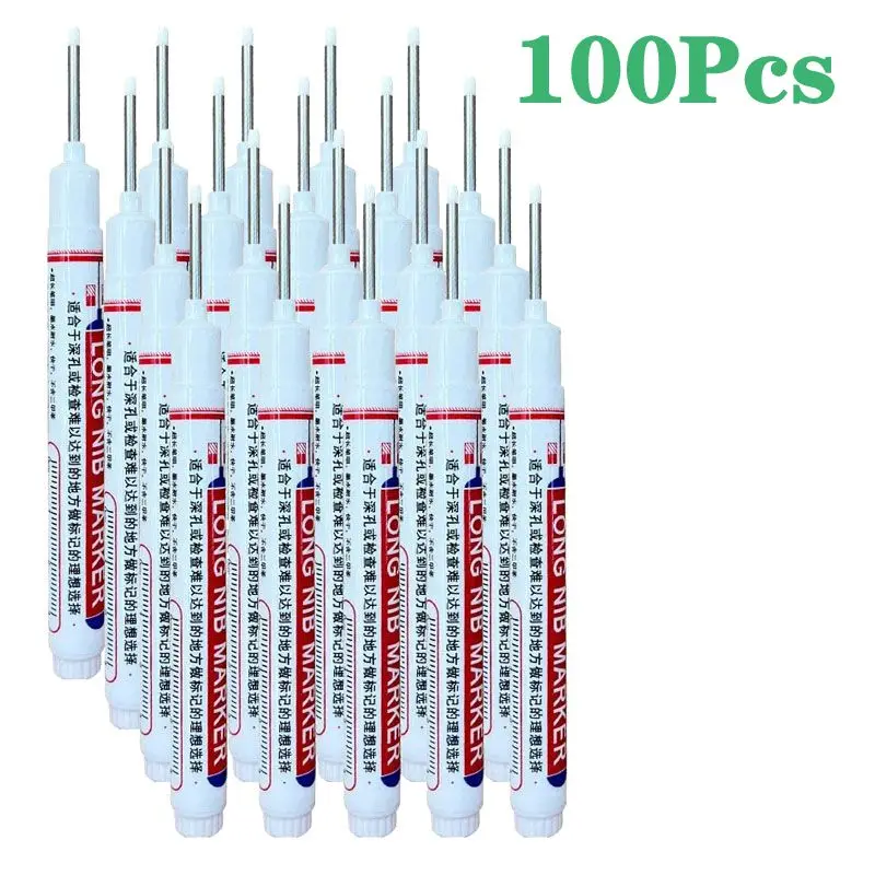 5-100 Stuks 20mm Diep Gat Lange Nib Hoofd Markers Voor Metalen Perforeren Pen Waterdichte Badkamer Houtbewerking Decoratie multifunctionele