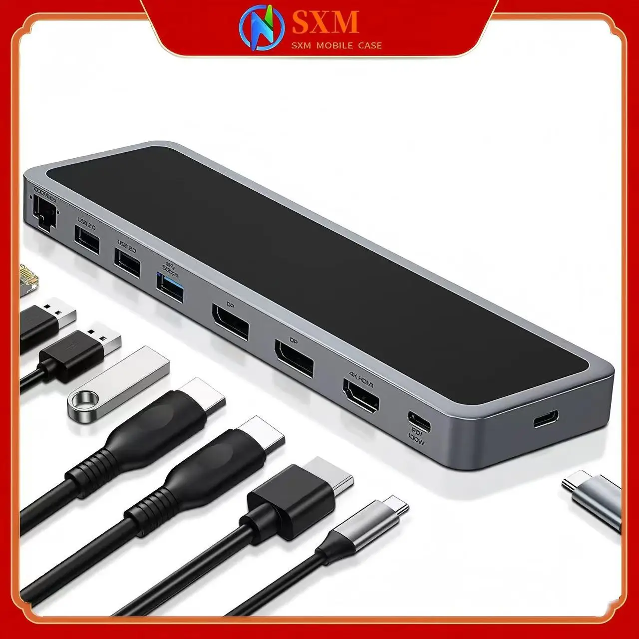 

12-in-1 Docking Station Notebook Type-C Docking Station HDMI Multiport Extender Dual DP HDMISD TF Converter