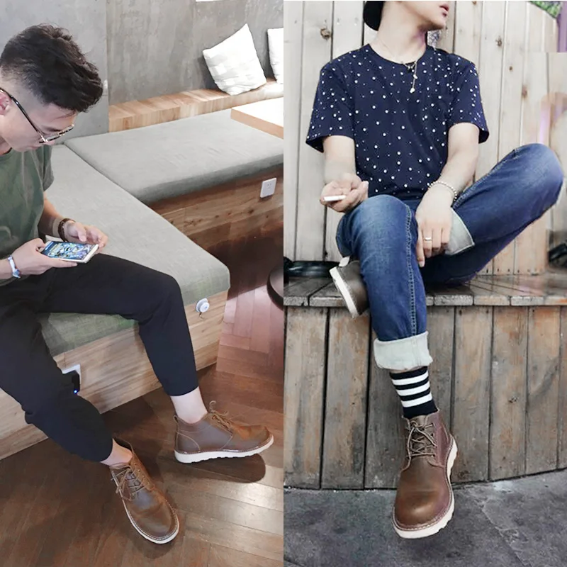 Maden-Botas cortas de estilo británico para hombre, zapatos de media caña con cabeza grande, ropa de trabajo Retro Para el desierto, calzado 44,