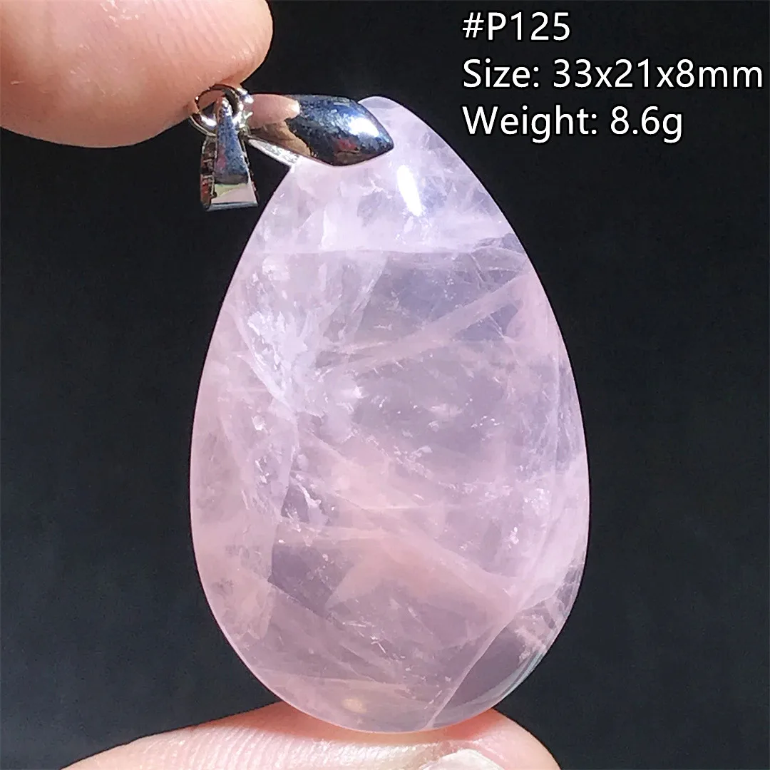 Natural Pink Rose Quartz Necklace Pendant For Women Lady Men Healing Love Gift Silver Beads Madagascar Crystal Jewelry AAAAA