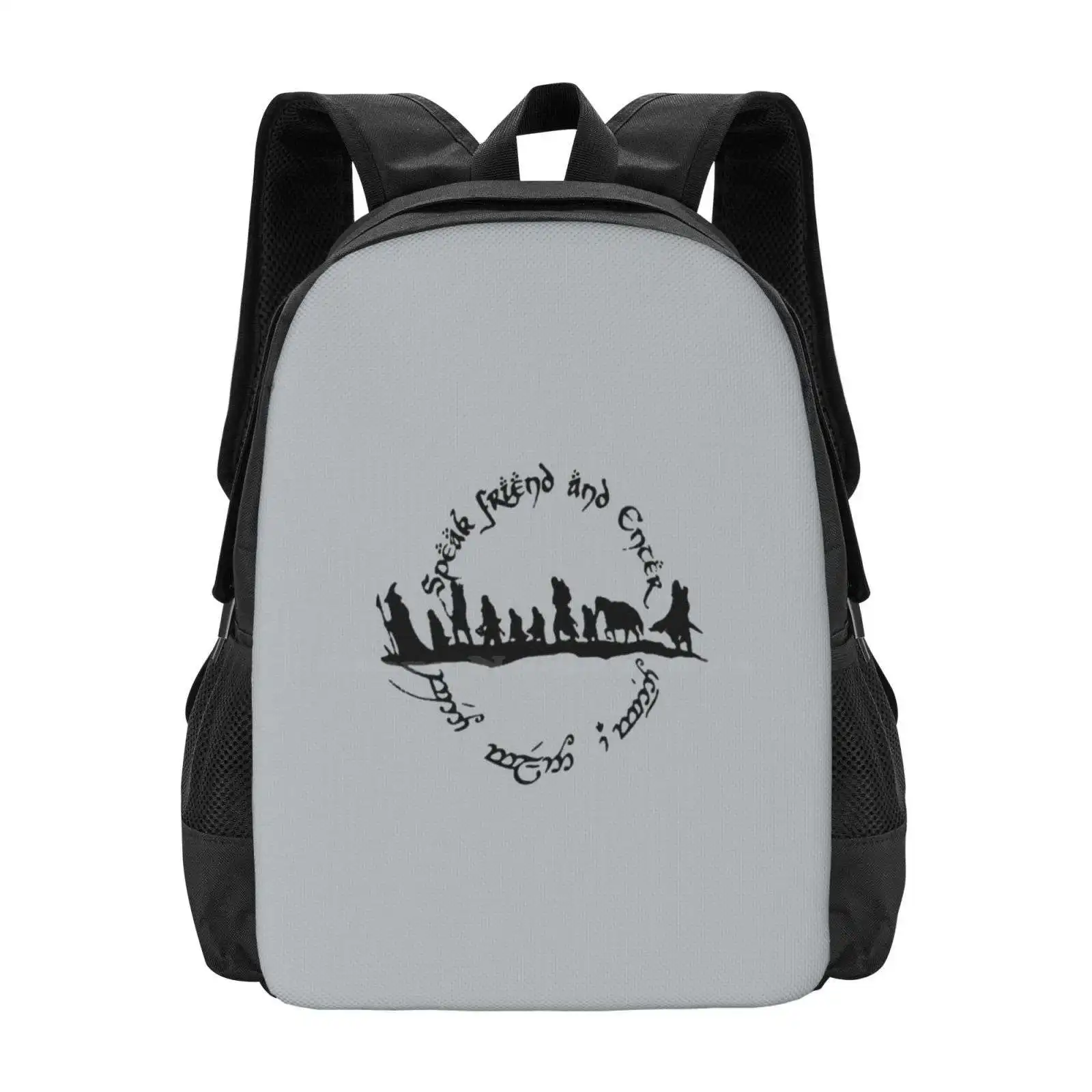 Speak Friend And Enter Hot Sale Schoolbag Backpack Fashion Bags Wizard Jrr Tolkien Bilbo Baggins Rivendell Thorin Elves Erebor