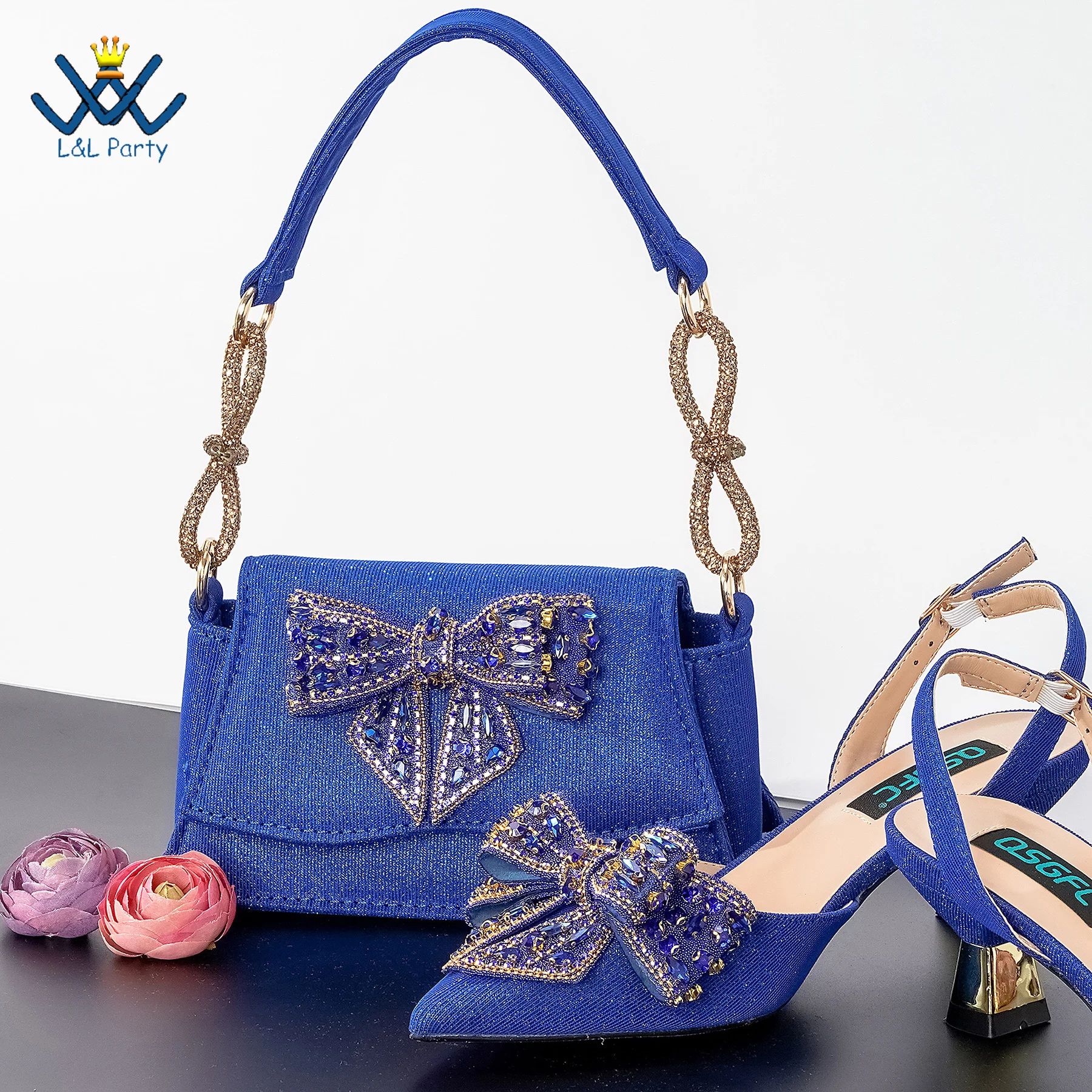 Leisure Style 2023 Nigerian Women Shoes and Bag Set Italian Design High Quality Pumps in Royal Blue Color For Dress