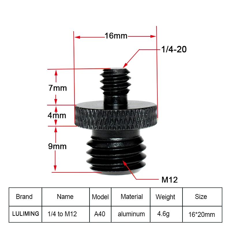 1/4 Male to Male 1/4 3/8 M4 M5 M6 M8 M10 M12 Conversion Screw CameraTripod Ball Head Adapter SLR Photography Accessories