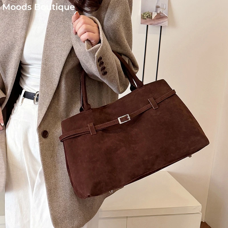 

MOODS Big Size Top-handle Bags For Women Suede Large Capacity Shoulder Shopper Totes 2025 Spring Latest Luxury Designer Handbags