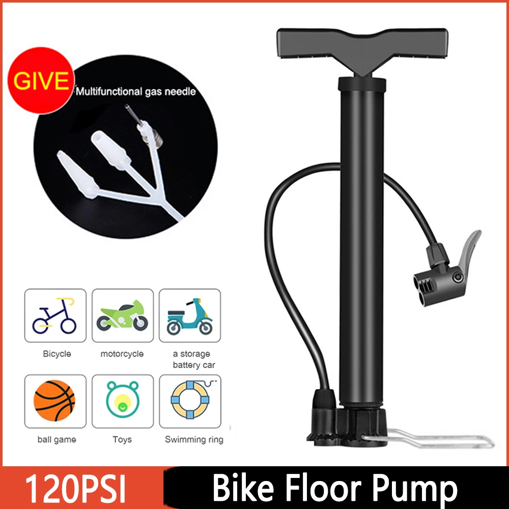 MTB Bicycle Pump 120PSI Bike Bike Manual Air Pump Air Floor Pump High Pressure Cycling Ball Bicycle Tire Hand Inflator Pump