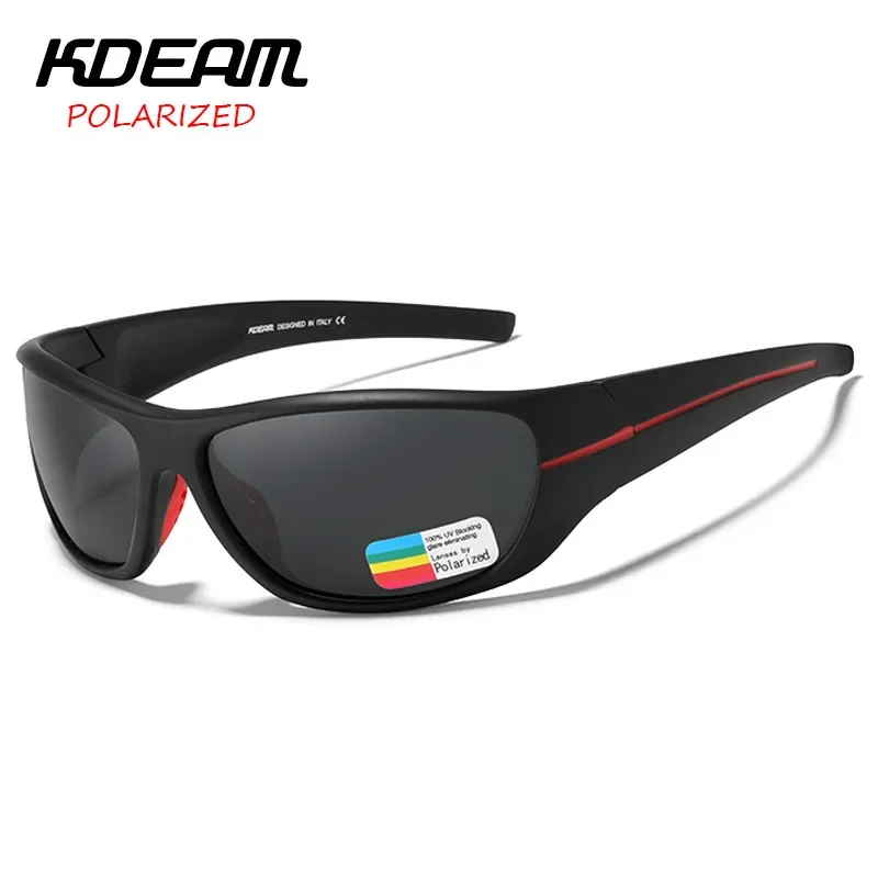 KDEAM Sports Anti-scratch TR90 Polarized Sunglasses Men 1.1mm Lens Thickness Sun Glasses for Jogging Fishing Driving Goggles