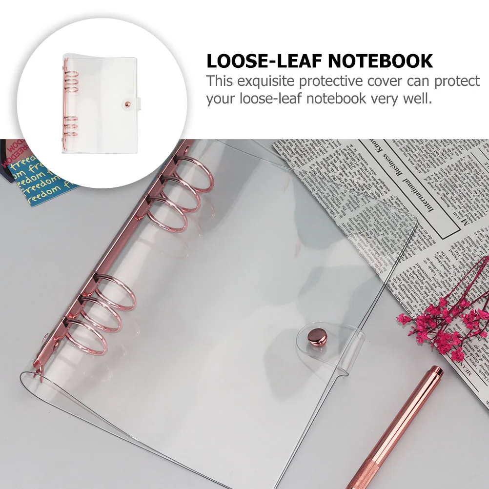 

Rose Gold leaf Notebook Binder A5 Size PVC Scrapbook Cover Student Portable Transparent Binder Cover Transparent Case