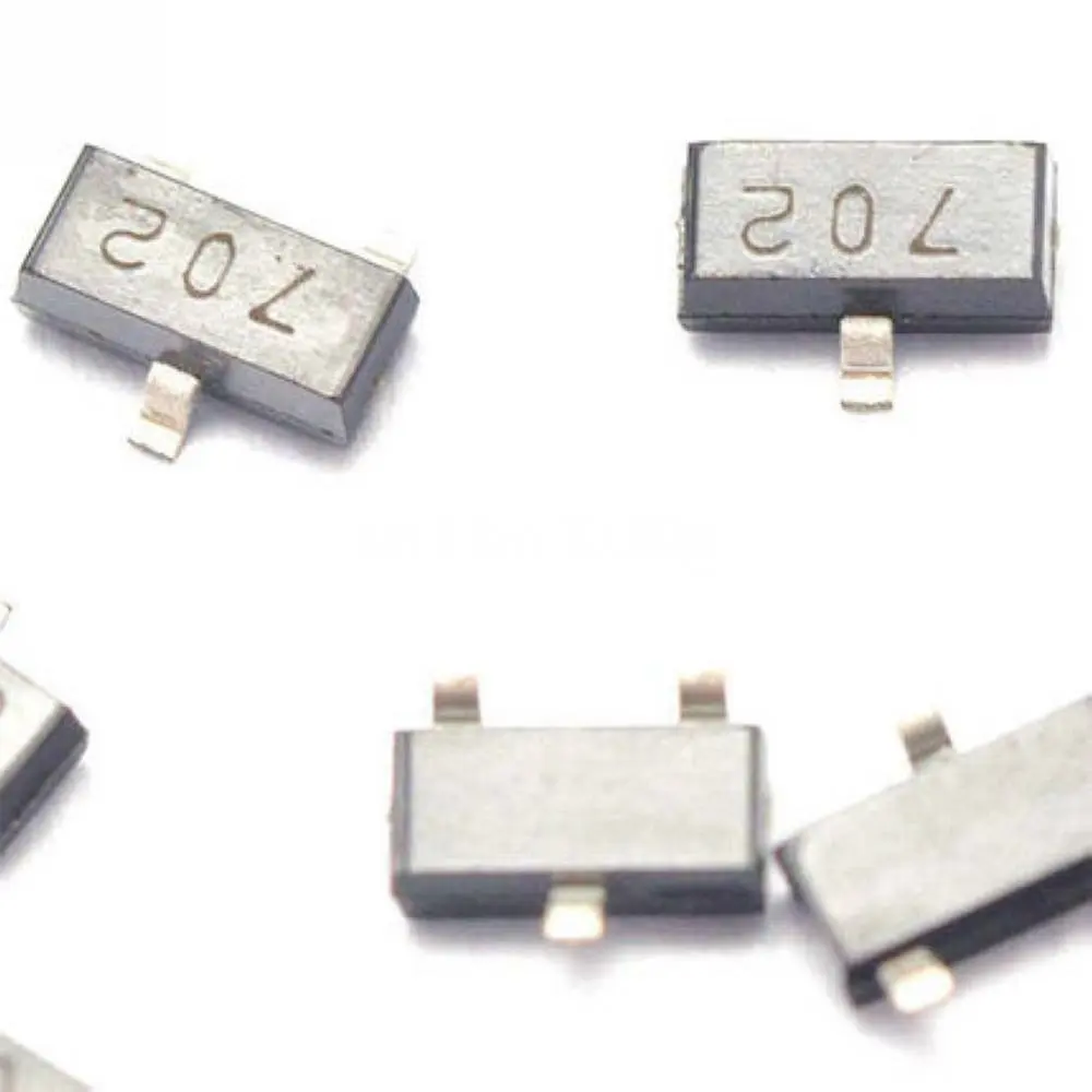 Transistor de microplaqueta do MOSFET SMD do N-canal, 2N7002, 702, 0.115A, 60V, SOT-23, 20 PCes