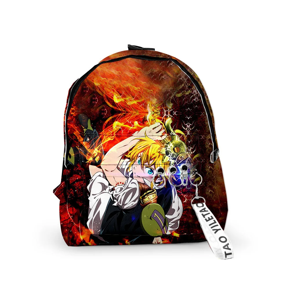 

Classic nanatsu no taizai Bags Backpacks Boys/Girls pupil School Bags 3D Print Keychains Oxford Waterproof Cute Small Backpacks