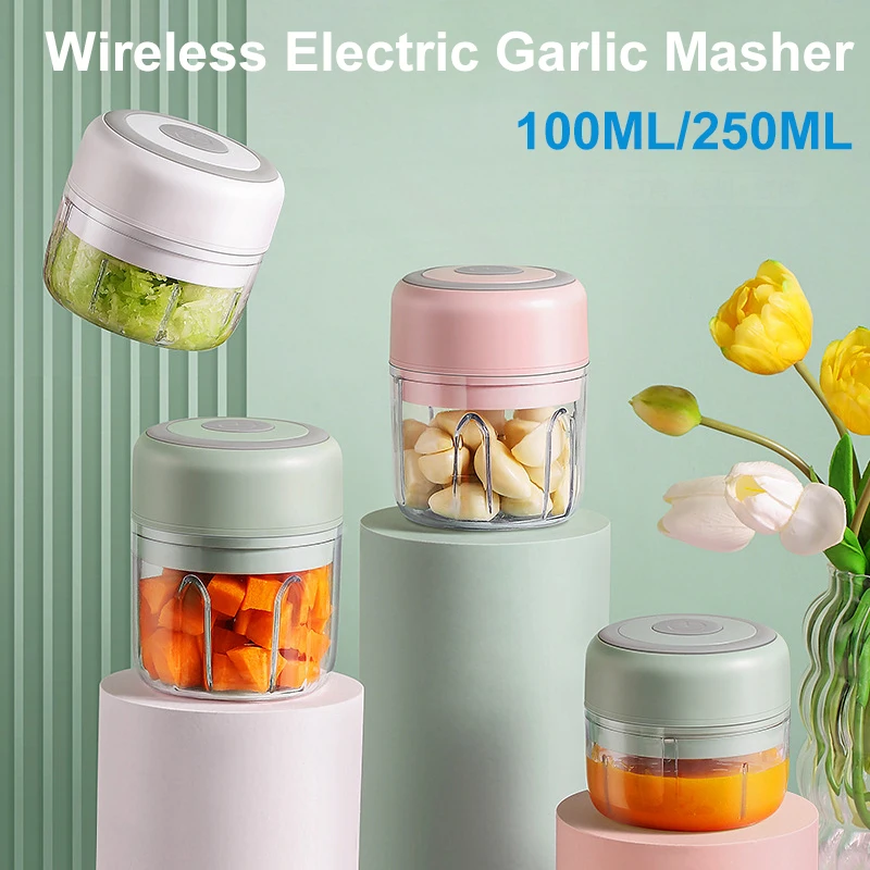 

Электрический измельчитель чеснока, мини-портативный измельчитель овощей, 100 мл/250 мл, измельчитель чеснока, измельчитель лука, блендер для овощей