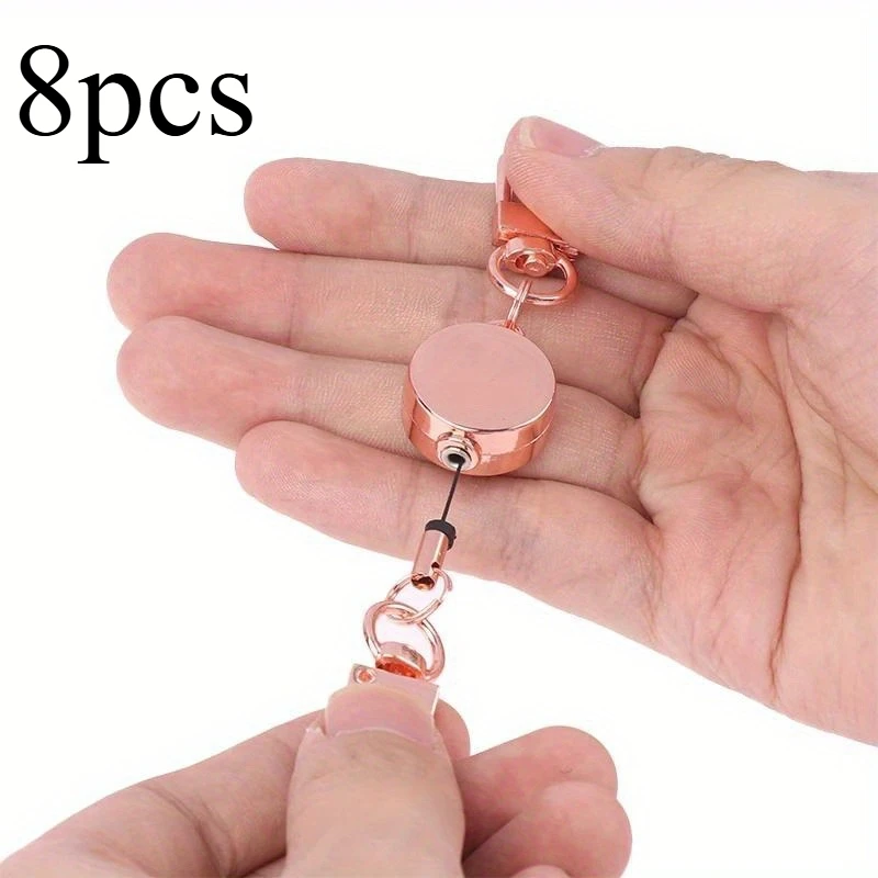 8pcs Easy-pull cord retractable keychain elastic keychain sports retractable key ring