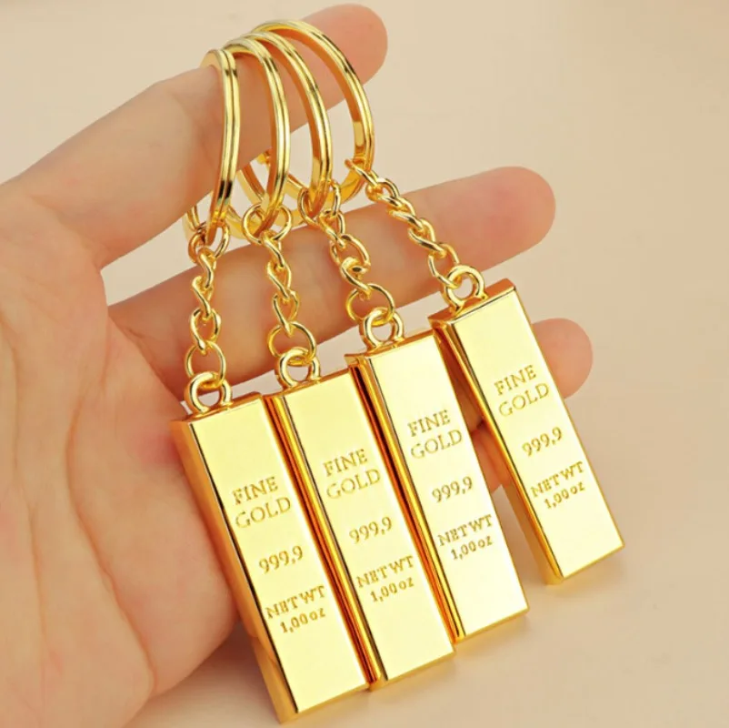 1 piece creative simulated gold bar dollar keychain, bag pendant, car keychain.