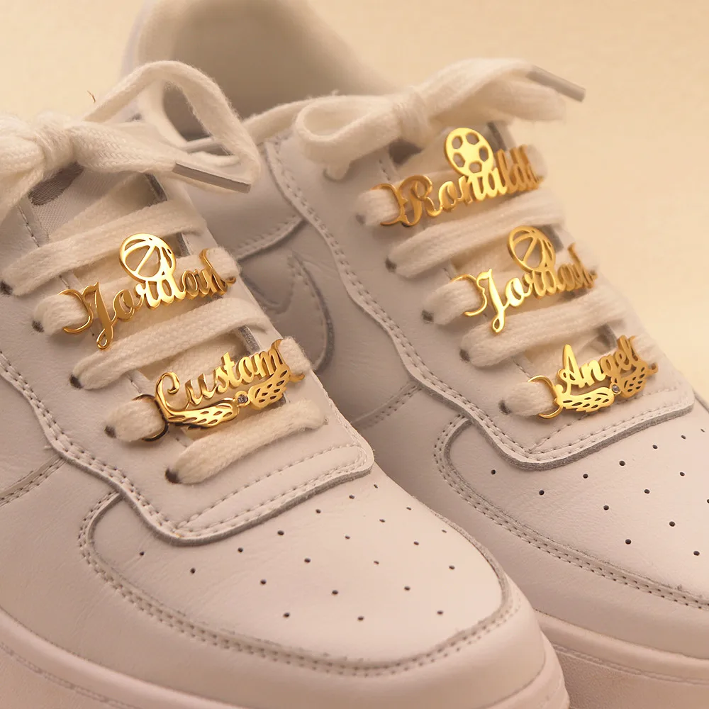 Пользовательские именные пряжки для обуви, ювелирные изделия из нержавеющей стали для кроссовок с цирконом, бирка для обуви с ангельскими крыльями, персонализированные аксессуары для детской обуви