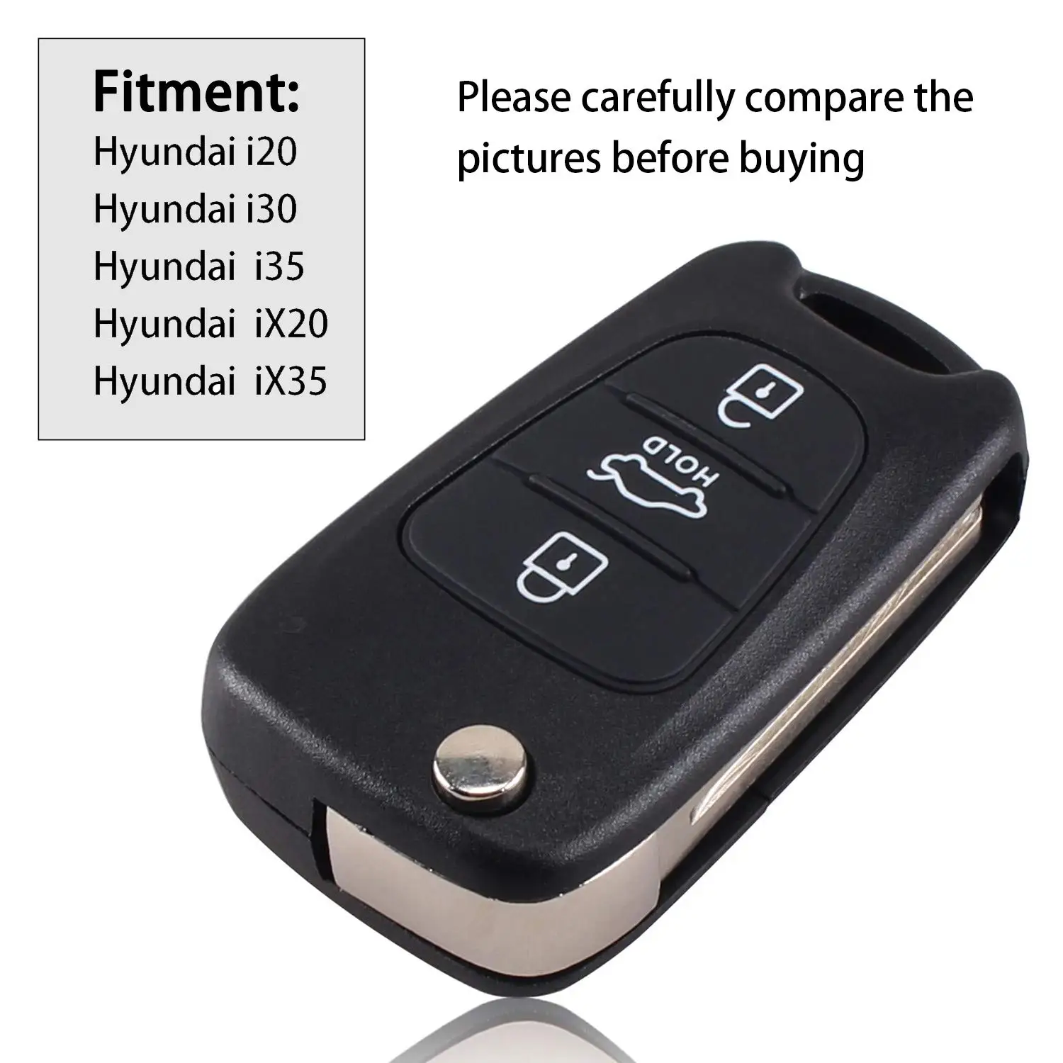 3 Buttons Flip Folding Remote Key Shell Case for HYUNDAI I20 I30 I35 IX20 IX35