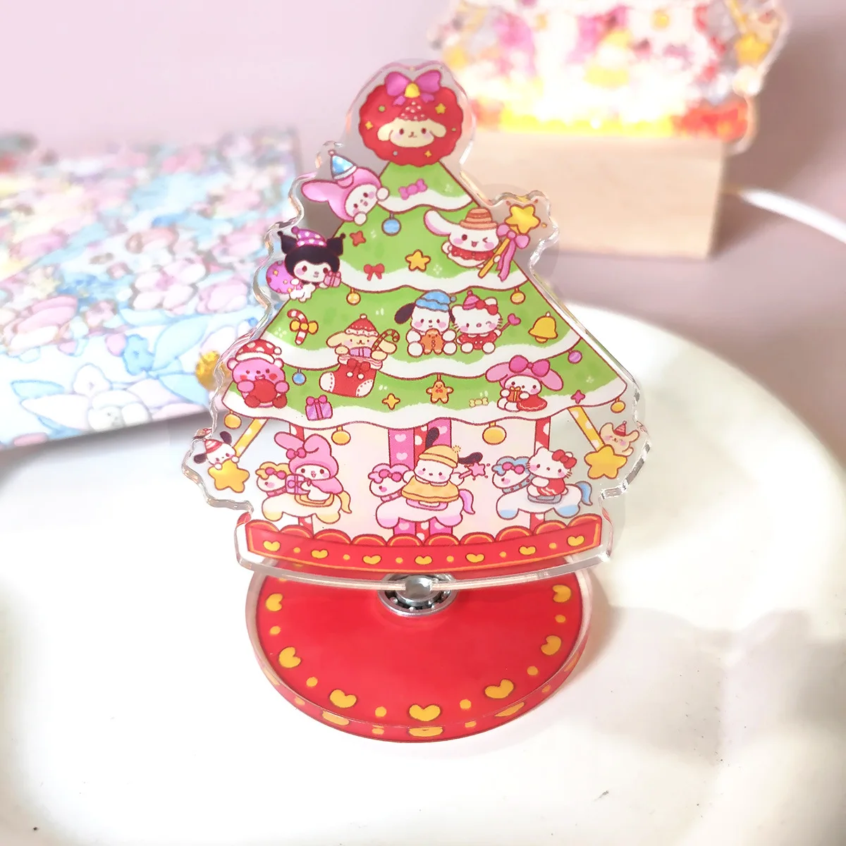 

Sanrio Christmas Tree Rotating Plaque Creative Pacha Dog Gift Cute Student Desktop Gift Ornament