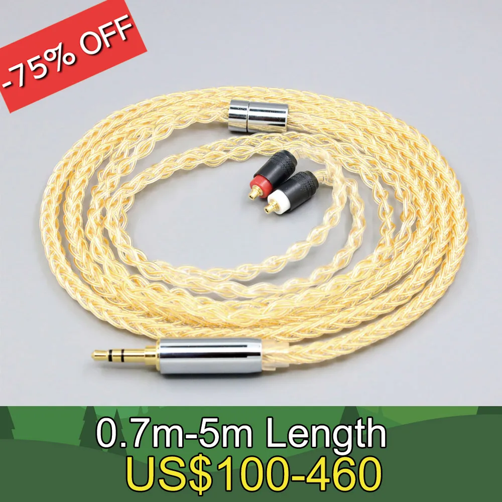 8 Core 99% 7n Pure Silver 24k Gold Plated Earphone Cable For Sony IER-M7 IER-M9 IER-Z1R Headset LN008423