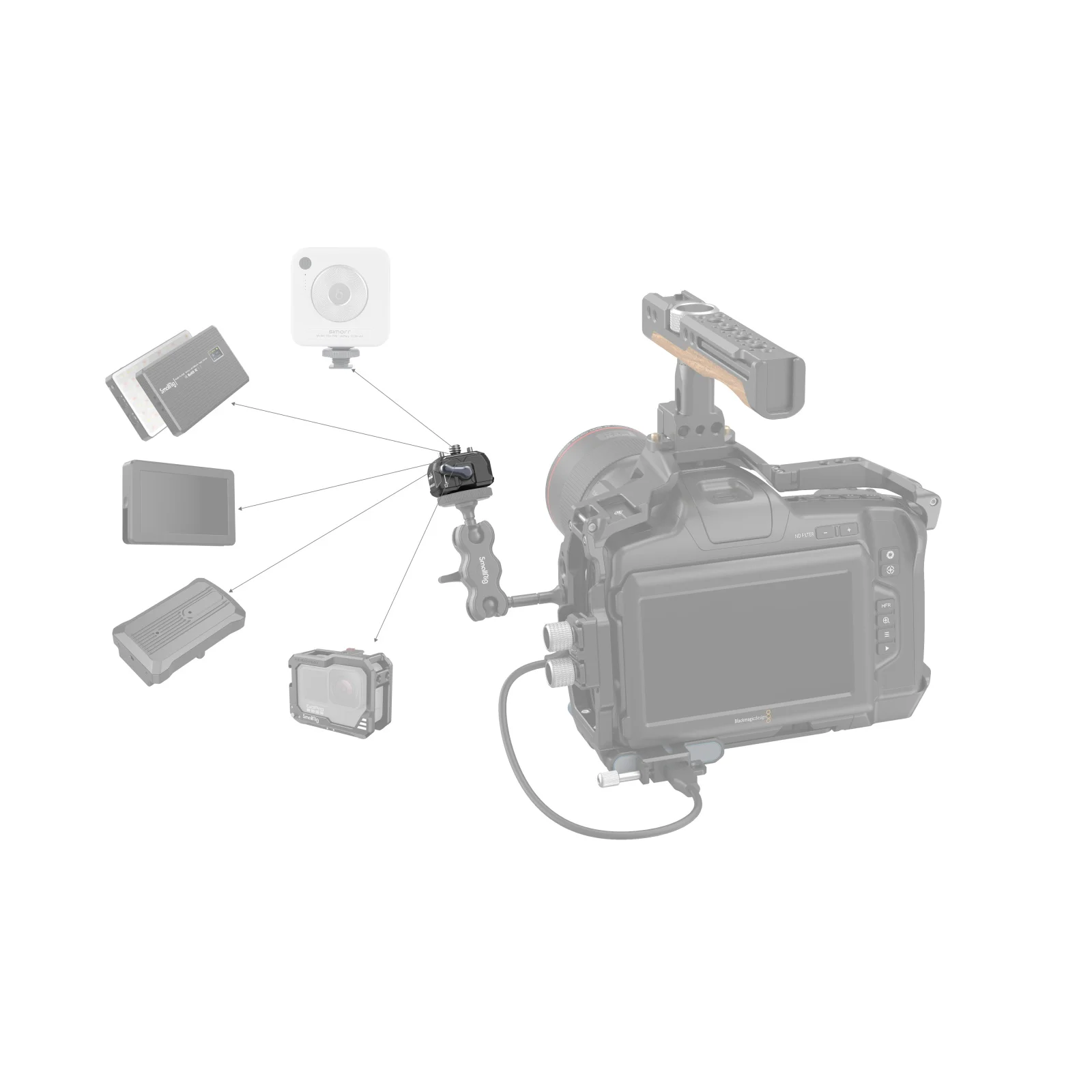 SmallRig 3513C Drop-in HawkLock Universal mini Quick Release Clamp and Plate Tripod Mount Adapter for Canon Sony Camera Monitor