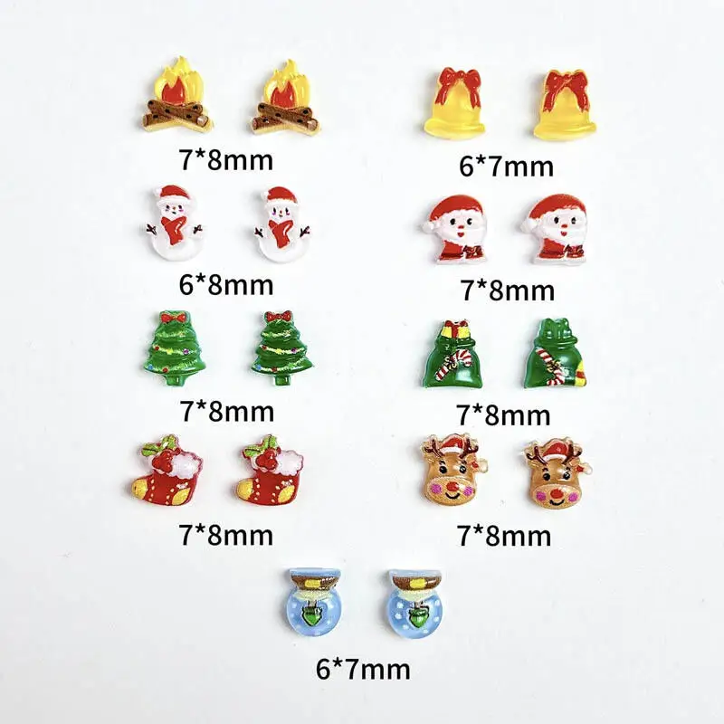 30PCS Creative Cartoon Christmas Series Nail Art Decorations Resin Cute Elk Santa Claus Snowman  Festival Nail Charms DIY Nails
