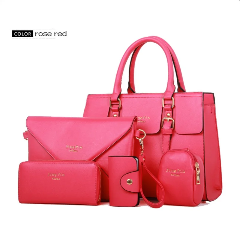 Women 5 piece Purse and Handbag Set Fashion Shoulder Bag Casual Lady Satchel Fashion Toothpick Pattern One Shoulder Handbag