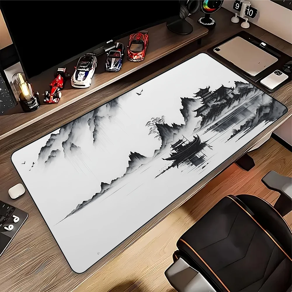 Nouveau tapis de souris d'art japonais de sérénité de montagne ordinateur Gamer grand tapis de souris tapis de clavier de jeu tapis de bureau tapis de Table en caoutchouc XXL