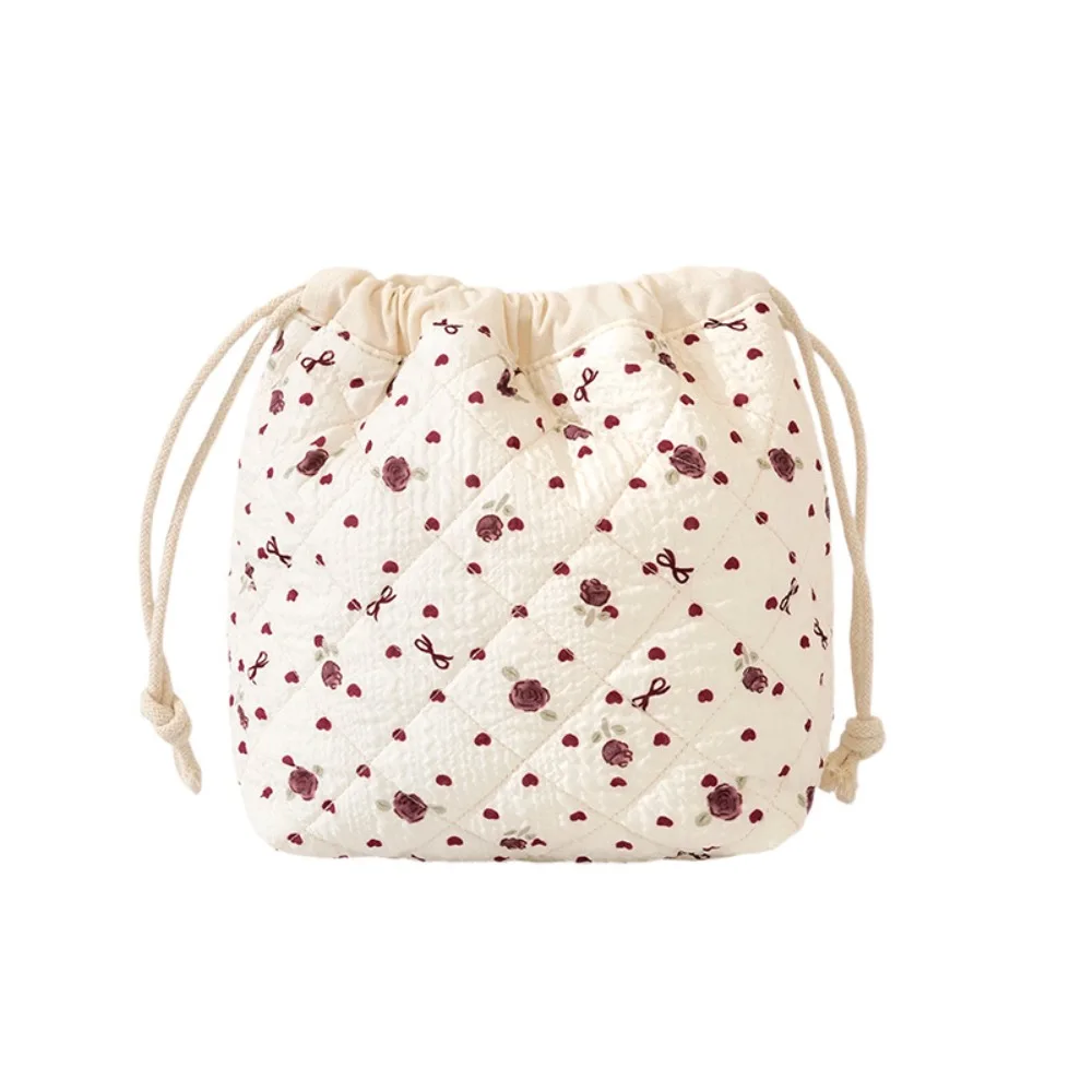 

Quilted Cotton Cosmetic Bag Drawstring Jewelry Storage Bag Lipstick Storage Bag Large Capacity Aesthetic Coin Purse