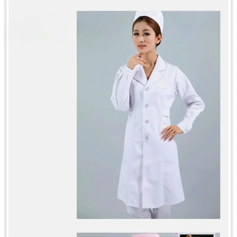 Long Sleeved Thickened Blue Pink Nurse's Suit Pharmacy Doctor Work Physician's Summer Suit Short Sleeved White Coat Suit Collar