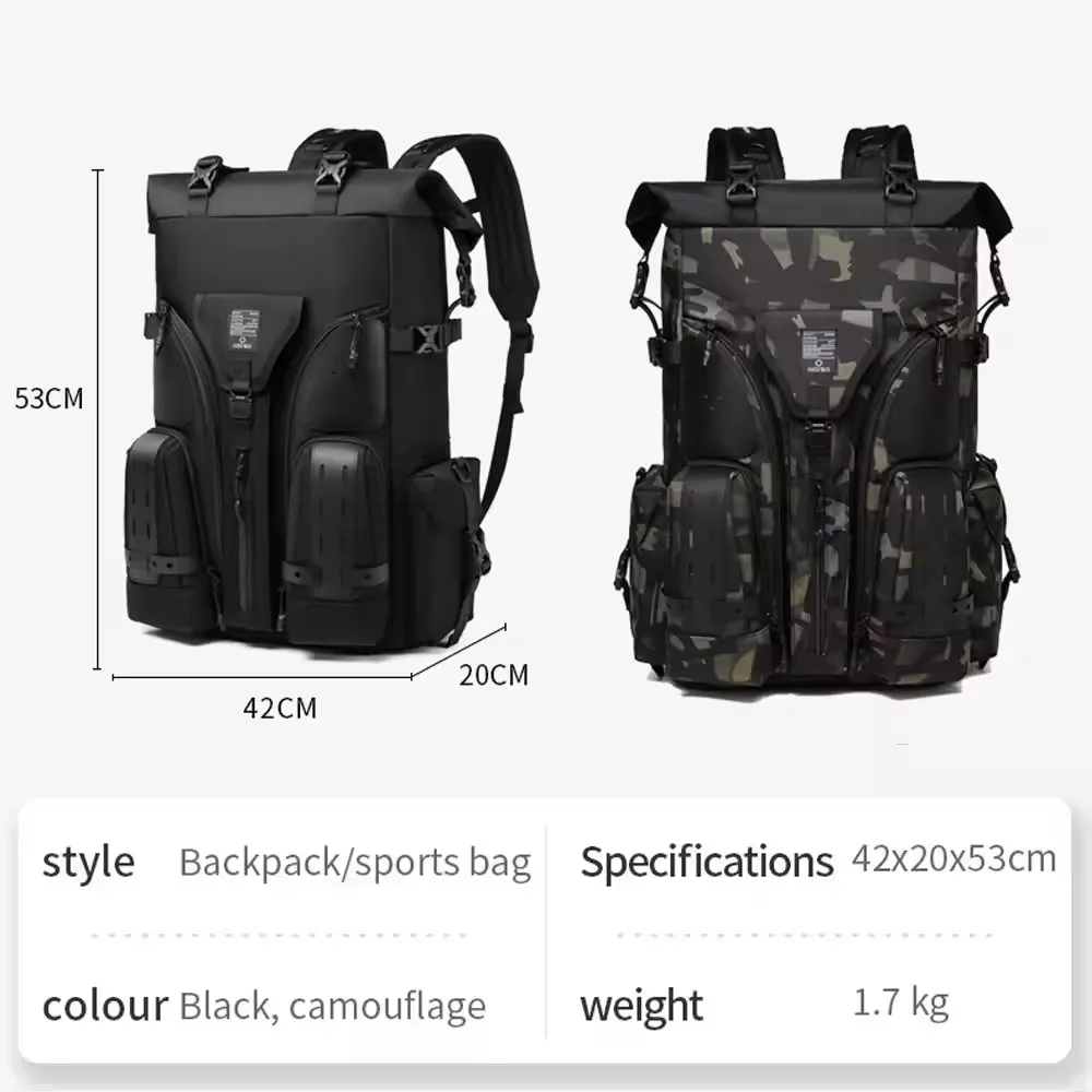 OZUKO New Outdoor Tactical Waterproof Backpack Fashion Brand Men\'s Large Capacity Travel Backpack Sports Tennis Badminton Bag