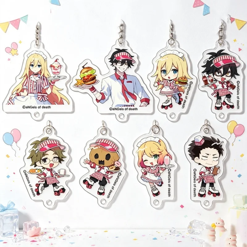 Anime Fans Gifts Angels of Death Figures Rachel・Gardner,Isaac·Foster 2026Acrylic Keychain Bag pendant Ornament 6cm Lobster Clasp