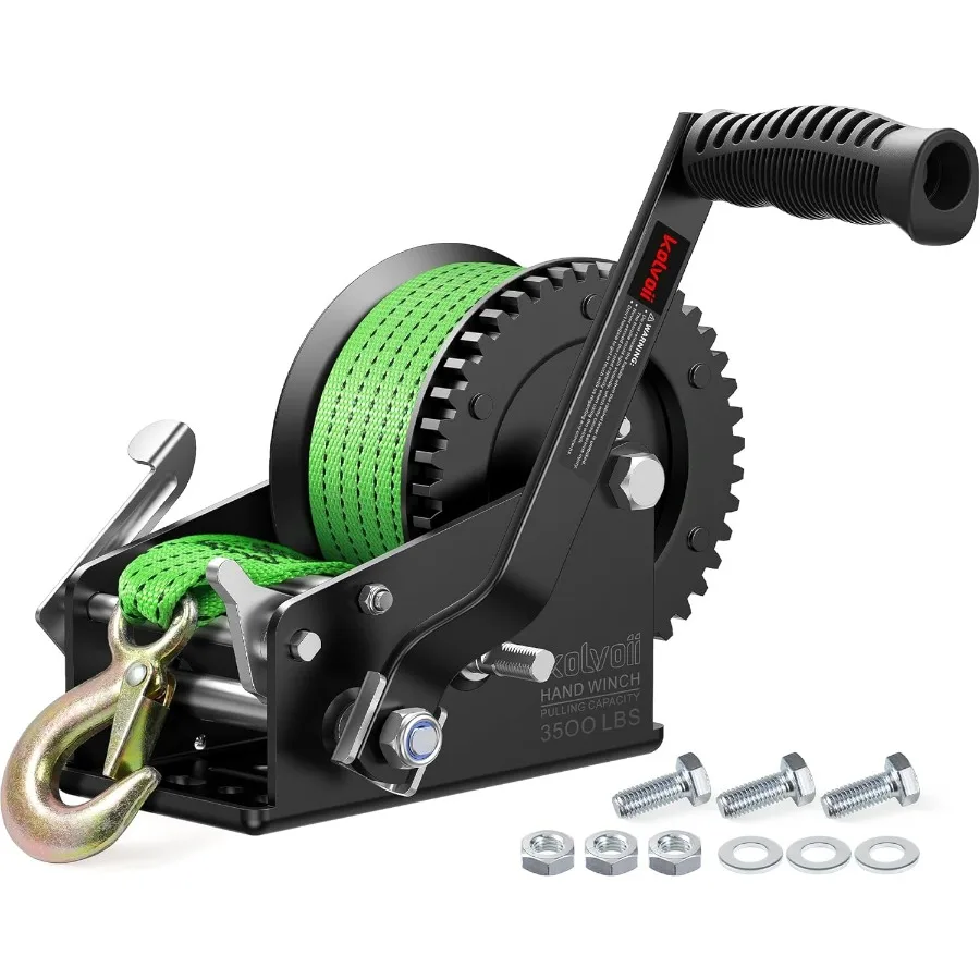 

Лебедка для прицепа для лодок 3500 фунтов с ремнем 33 фута, передаточное число 4:1/8:1, двухсторонняя ручная лебедка с храповым механизмом для тяжелых условий эксплуатации, удобная ручка для лодки,