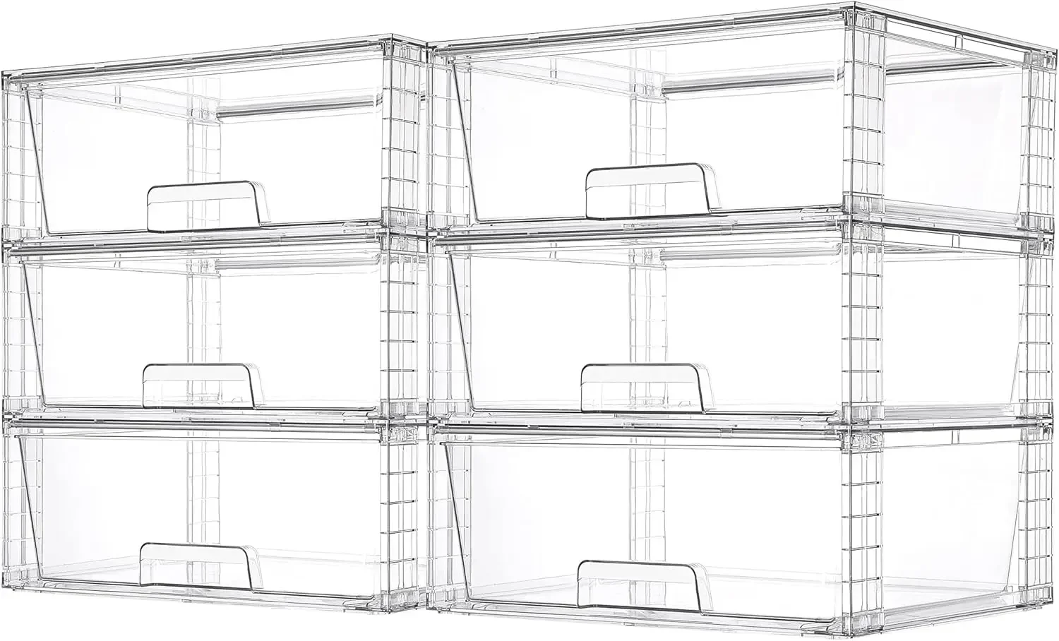 

6 Pack Large Stackable Storage Drawers,Easily Assemble Acrylic Bathroom Closet Undersink Organizers and Storage,Plastic Storage