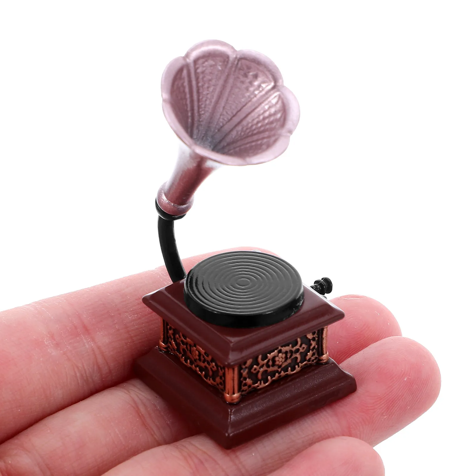 

Миниатюрный винтажный фонограф в масштабе 1:12, аксессуар для кукольного домика, ретро-граммофон, украшение для миниатюрной мебели, декор для кукольного домика