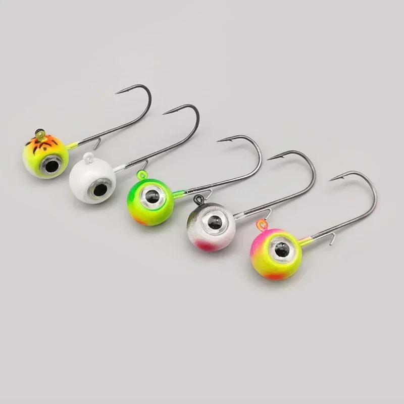 Big Eyes Jig Cabeça Ganchos de Pesca Mustad Gancho Cabeça de Peixe Anzol para Soft Worm, Combater Kit DIY, 1.8g, 3.5g, 5g, 7g, 10g