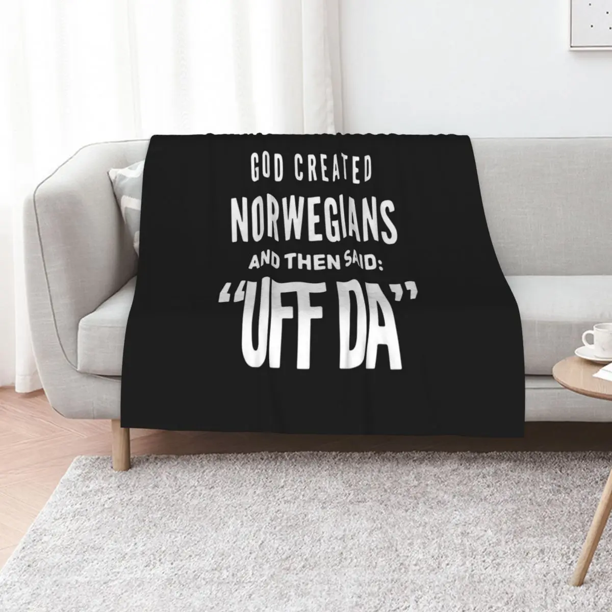 GOD CREATED NORWEGIANS AND THEN SAID UFF DA SHIRT Throw Blanket Fuzzy Plush Throw Blanket for Sofa Chair