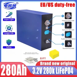 3.2V 280Ah 280K EVE LiFePO4 original GRADE A Battery Cell 6000+ Cycle Grade A For DIY 12V 24V 48V Lithium Battery Pack NO TAX