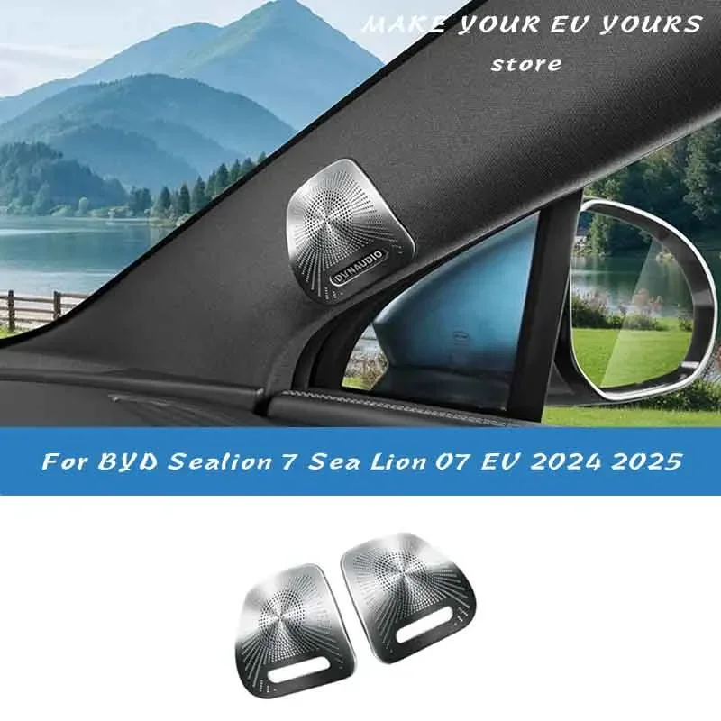 

For BYD Sealion 7 Sea Lion 07 EV 2024 2025 A-Pillar Audio Stainless Steel Protective Sticker Accessories