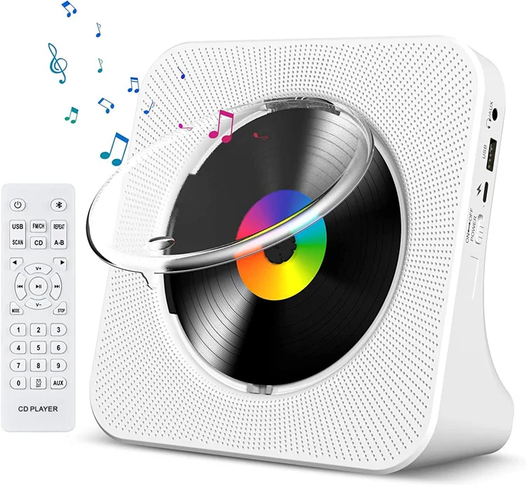 YYHC-New Cd Player Portable Bt 5.0 Hifi Sound Speaker 4000Mah Rechargeable  Music Player with Remote Control