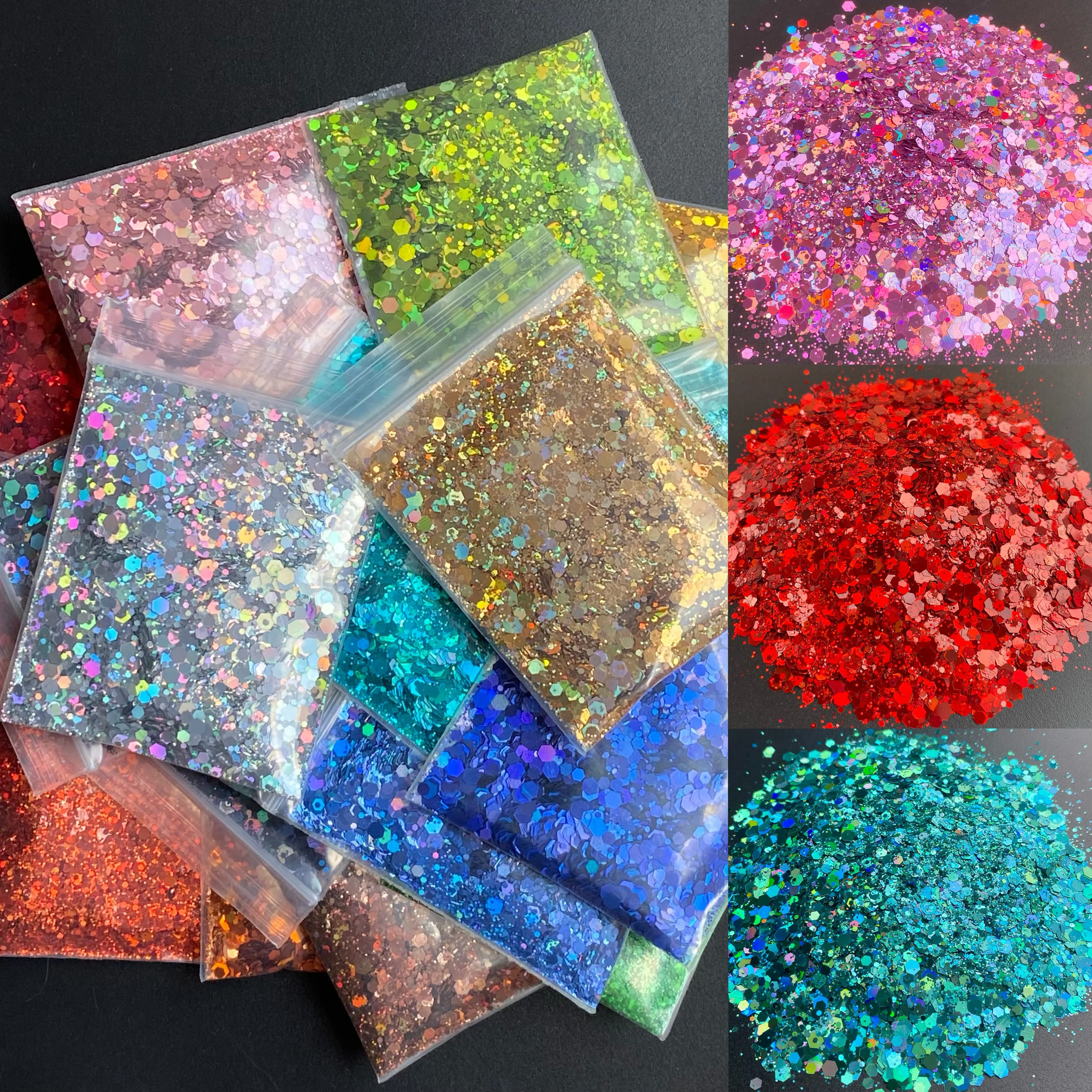 20 G/zak Losse Holografische Glitter Bulk Zilveren Dikke Nagel Glitter Pailletten Voor Epoxyhars Diy Nagels Decor