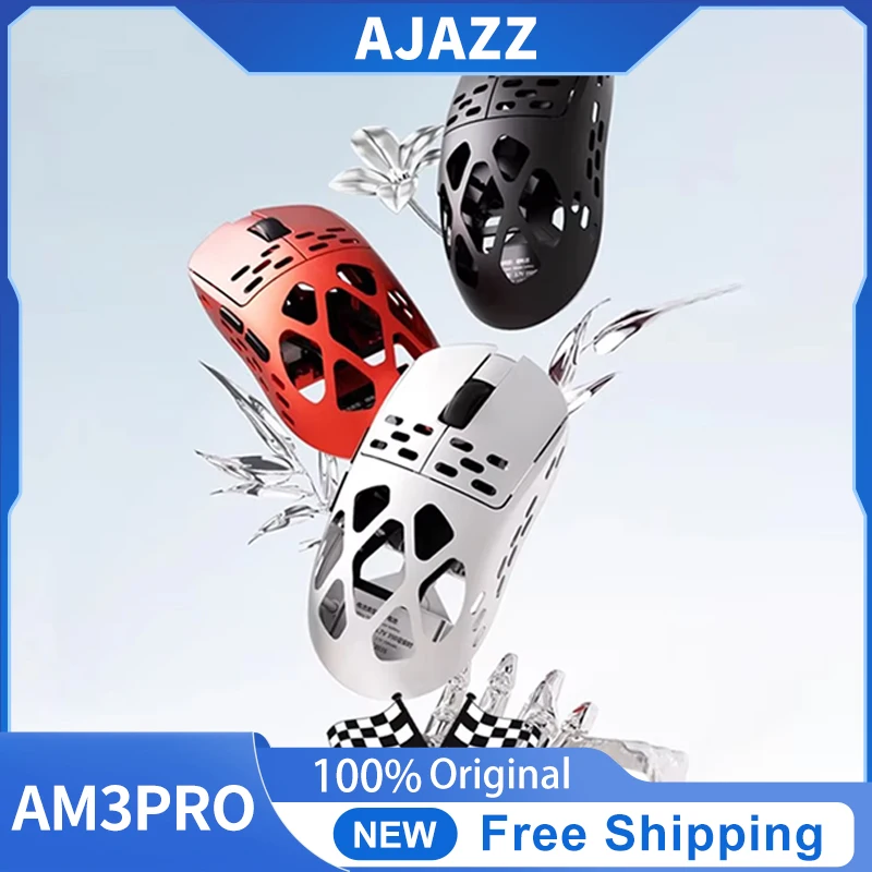 Ratón inalámbrico para juegos AJAZZ AM3Pro, doble esqueleto de aleación de magnesio 8K PAW3950APEX, 3 modos BT/2,4G/tipo con cable, ligero, nórdico