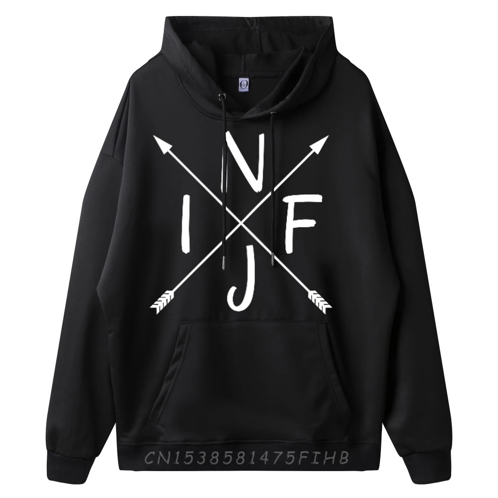 السهم الصليب Infj طباعة هوديس الرجعية طويلة الأكمام الإناث هوديس الترفيه MBTI البلوزات الملونة للجنسين الرجال النساء