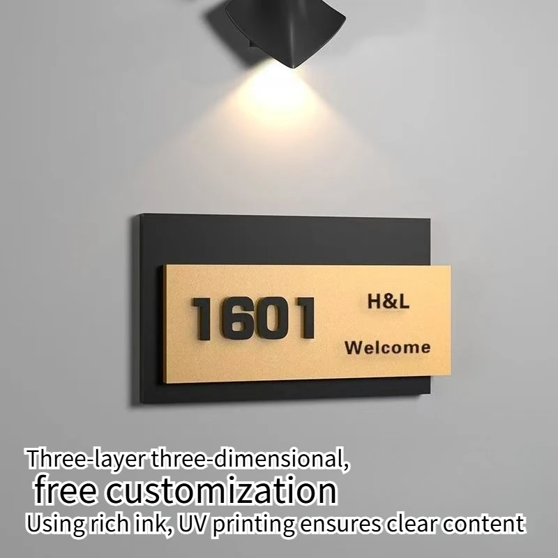 

Индивидуальная минималистичная светящаяся табличка с номером дома, роскошный креативный логотип, персонализированная табличка для компании, отеля, магазина, дома