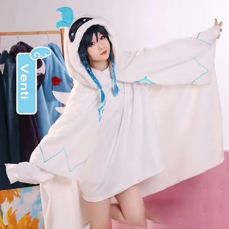 Genshin Impact Coperte con cappuccio Tighnari Scaramouche Xiao Kaveh Kaeya Venti Hutao Lyney Mantello in pile Mantello Pigiama Costume Cosplay