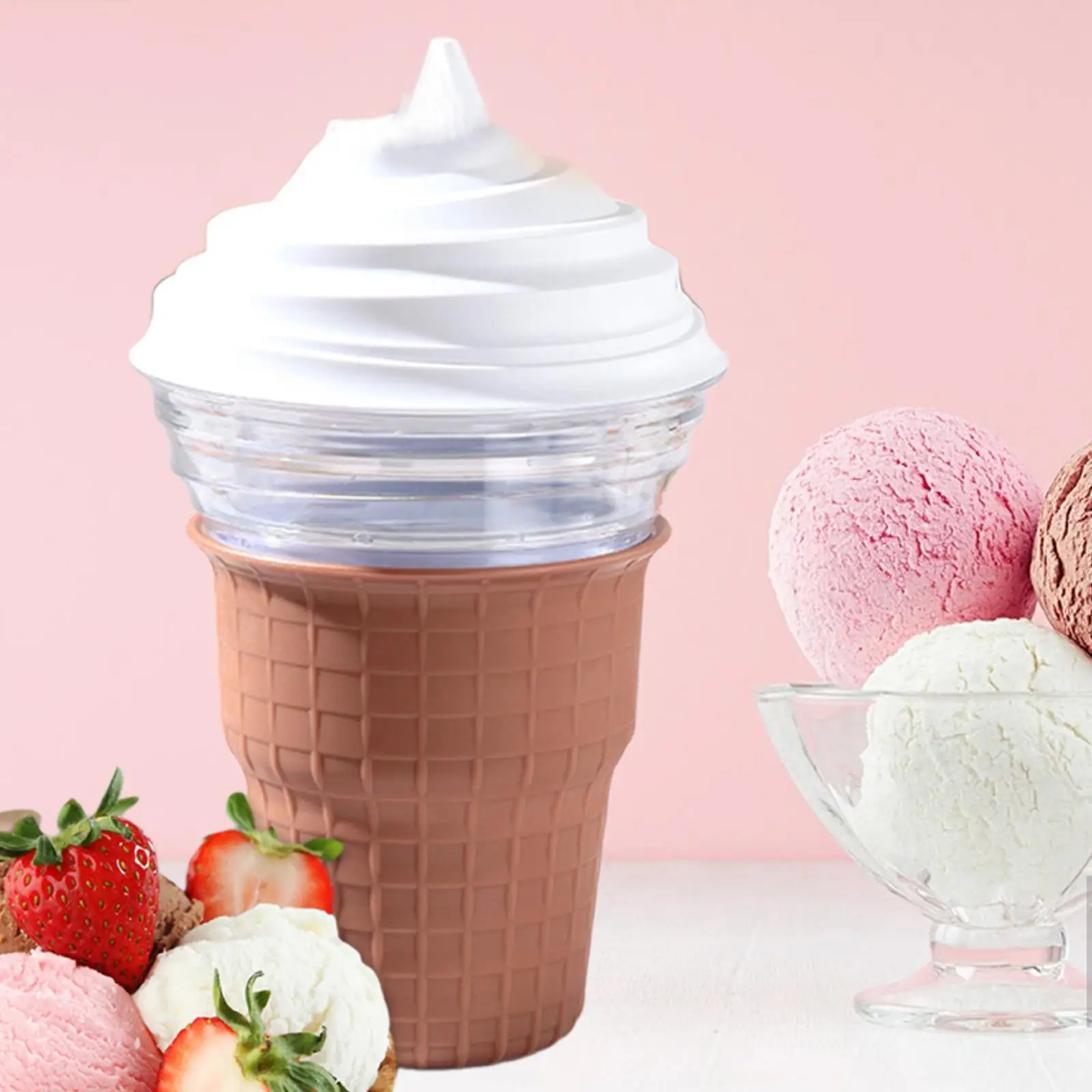 Ice Cream Maker Appliance Portable Sturdy Lightweight Automatic Easy to Use Small Homemade Ice Cream for Kitchen Home Household