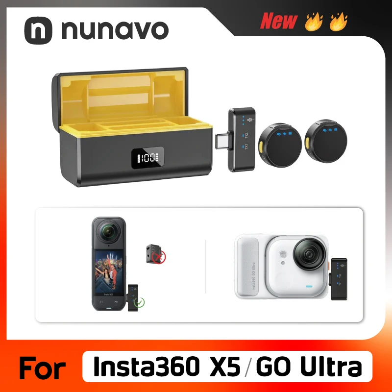 

wireless microphone mic for Insta360 X5 360 action camera for insta360 go ultra mic audio no need mic adapter camera Accessory