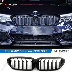 For BMW 5 Series G30 G31 520i 530i 540i 2018-2020 Gloss Black Car Front Bumper Kidney Grill Hood Grille Double Slat Body Kit