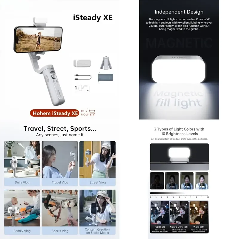 Brand For Hohem ISteady XE Smartphone Handheld Gimbal Stabilizer with Magnetic Fill Light Tripod Selfie Stick for