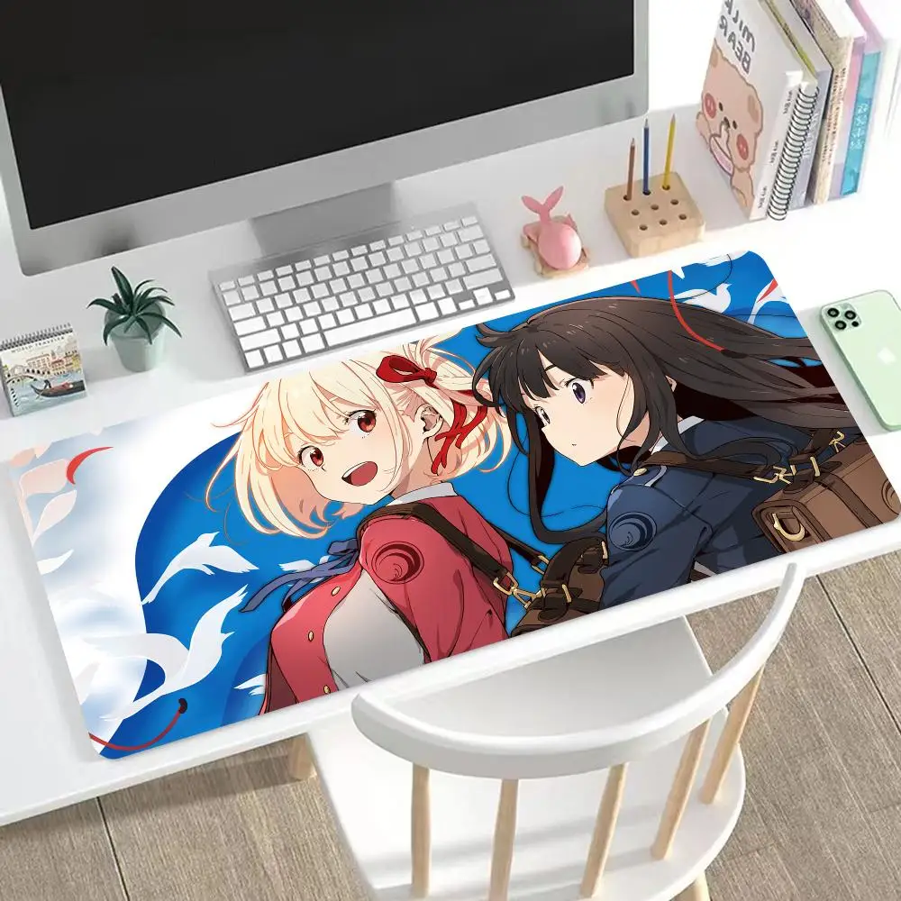 Lycoris Recoil Mouse Pad Mouse Pad Desk Mouse Pad Cute HD Desk Pad Extended Gaming Keyboard Mats Large XXL Gamer Mousepad 90x40