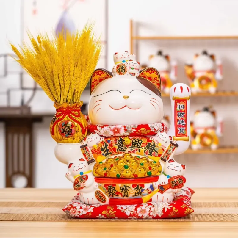2025 Nordic creative lucky cat shape family living room ceramic decoration gifts