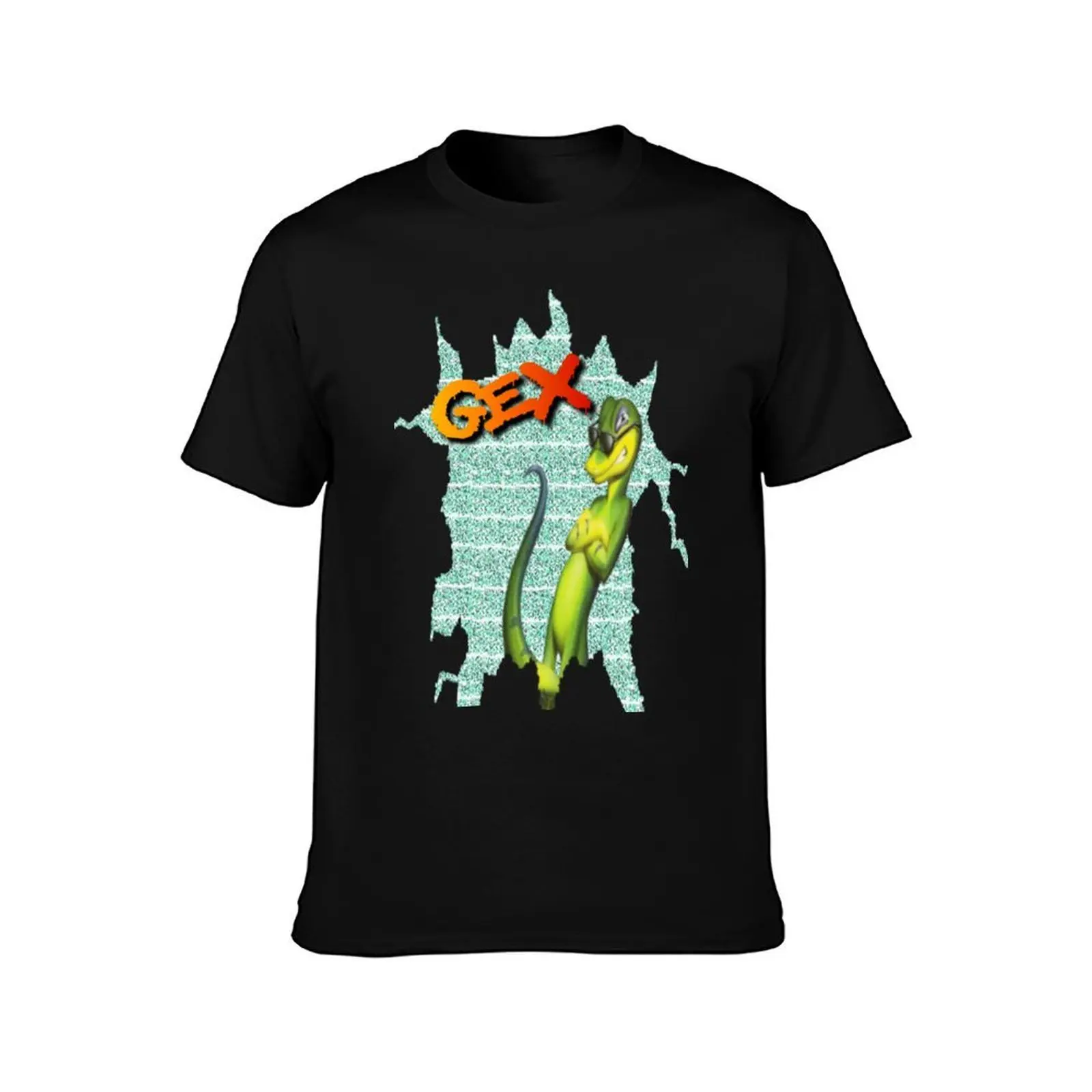 Gex - TV Static T-Shirt, Summer Casual Cotton Tee, Oversized Streetwear Tops, Vintage Graphic Print, Loose Fit Short Sleeve