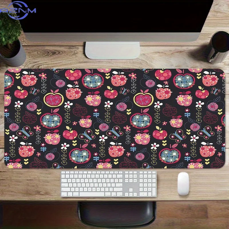 1pc Cute Apple Design Mouse Pad & Desk Mat Compatible for /PC - Non-Slip Extended Table Mat with Smooth Keyboard Surface, Soft C
